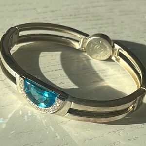 Radius Collection MOVADO-BLUE TOPAZ w/PAVE DIAMONDS 18kWHITE GOLD& STERLING SLV